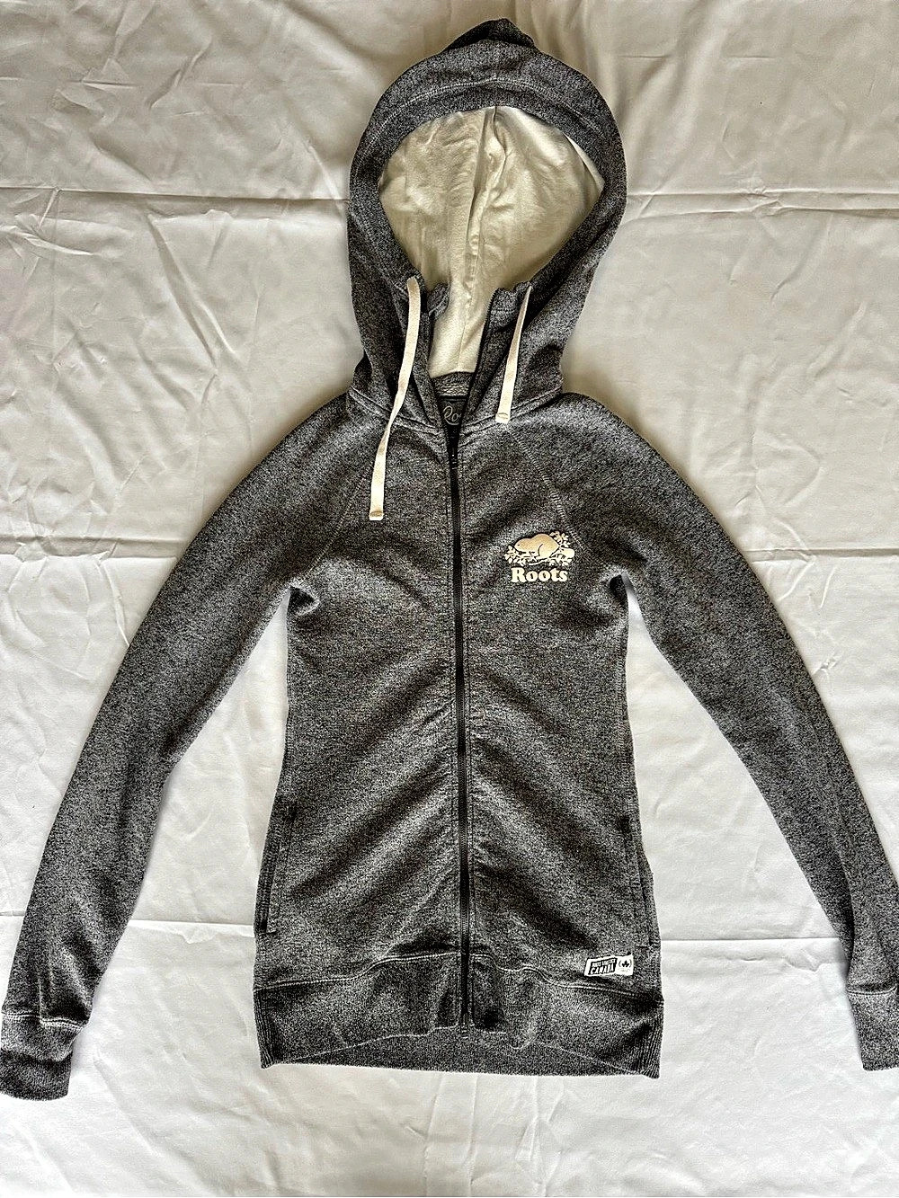Roots Full Zip Hoodie Gray Zip-Up Hoodie Beaver Logo Size XS
